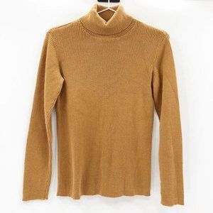 Anthropologie Women's Brown Ribbed Knit Turtleneck Pullover Sweater Size S